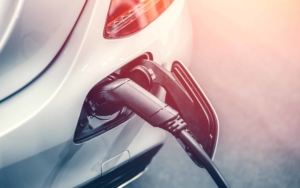 EV car charger connected to a car